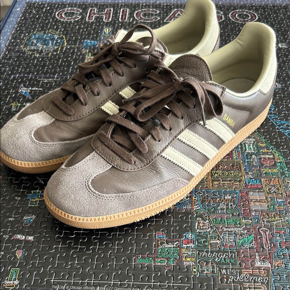 adidas Samba Low-Profile Sneakers in Brown and Cream